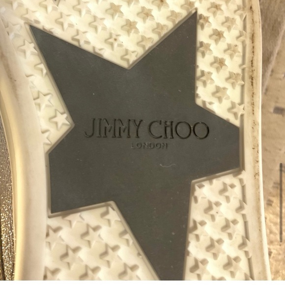 Jimmy Choo Prince of Stars Glitter Fashion Sneakers in Silver size 8 - Picture 4 of 14